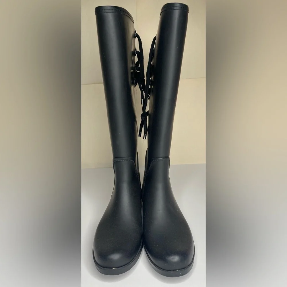 Coach Tristee Matte Black Signature Lined Rain Boots - Women’s Size 8b